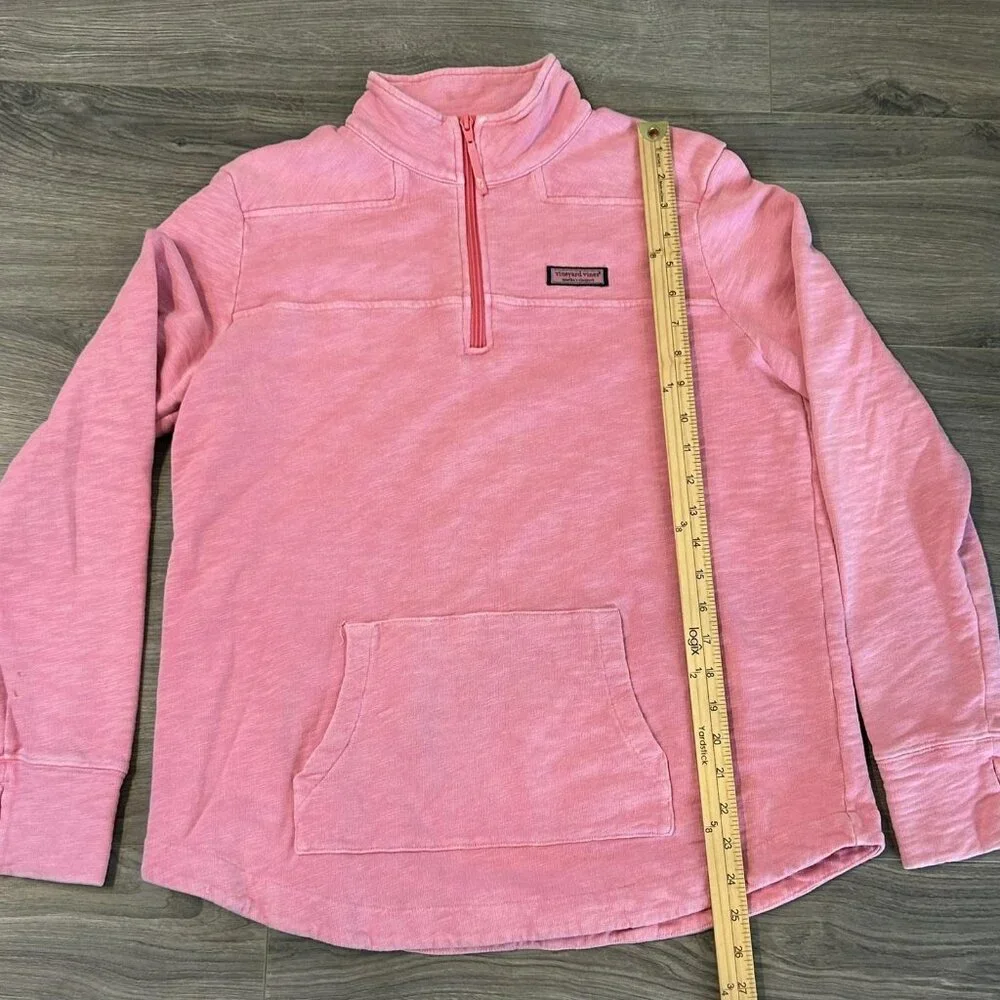 Vineyard Vines Sweatshirt Womens M Pink 1/4 Zip Kangaroo Pocket Logo Pullover - Picture 11 of 15